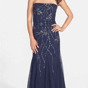 Adrianna Pappell Navy beaded gown